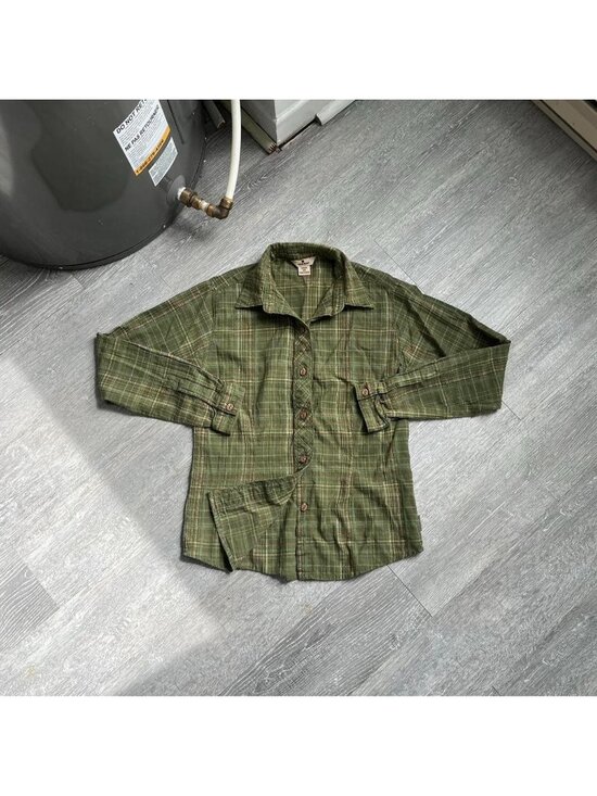 Woolrich Tops - Green / White Woolrich Button-Up Plaid Shirt / Blouse / Top